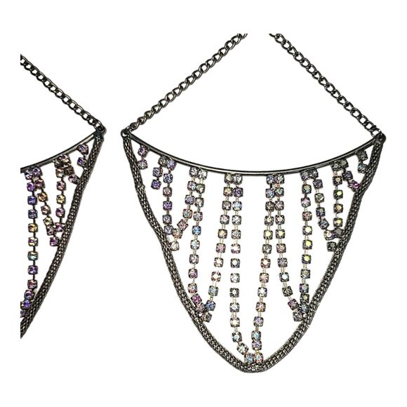 Vintage Aurora Borealis Rhinestone Chandelier Earrings 5"‎ - Picture 13 of 13